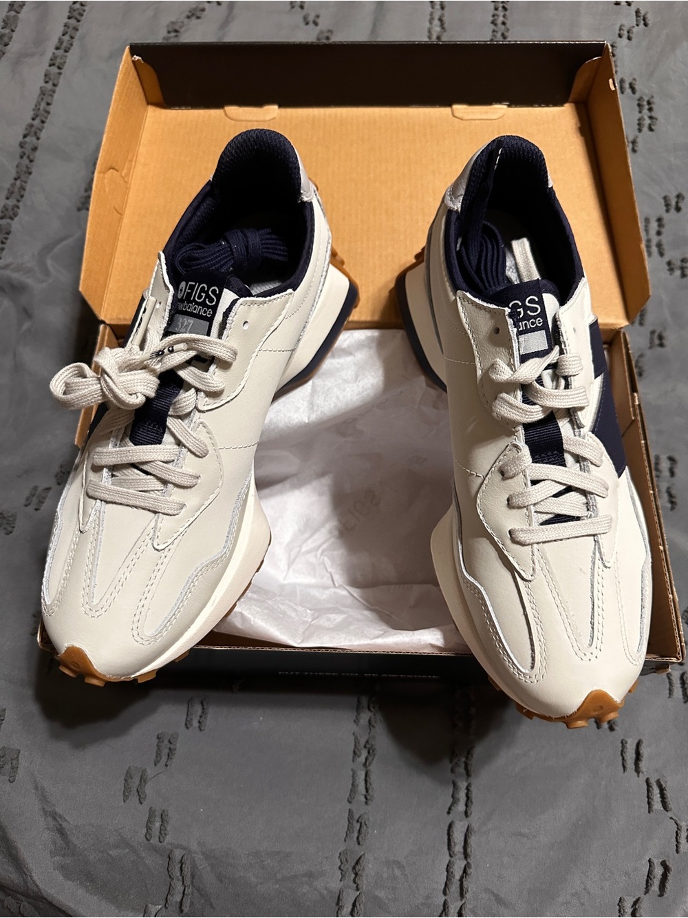 New Balance Women’s Sneakers in Off-White with Navy and Gum